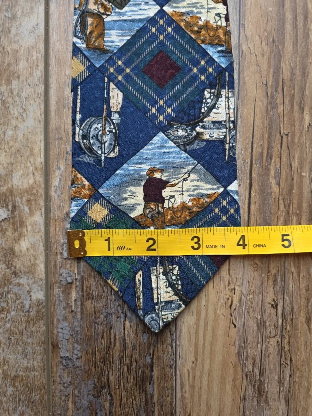 Hanover St. Tie Works - Vintage Fly Fishing Patchwork Tie - Blue Multi